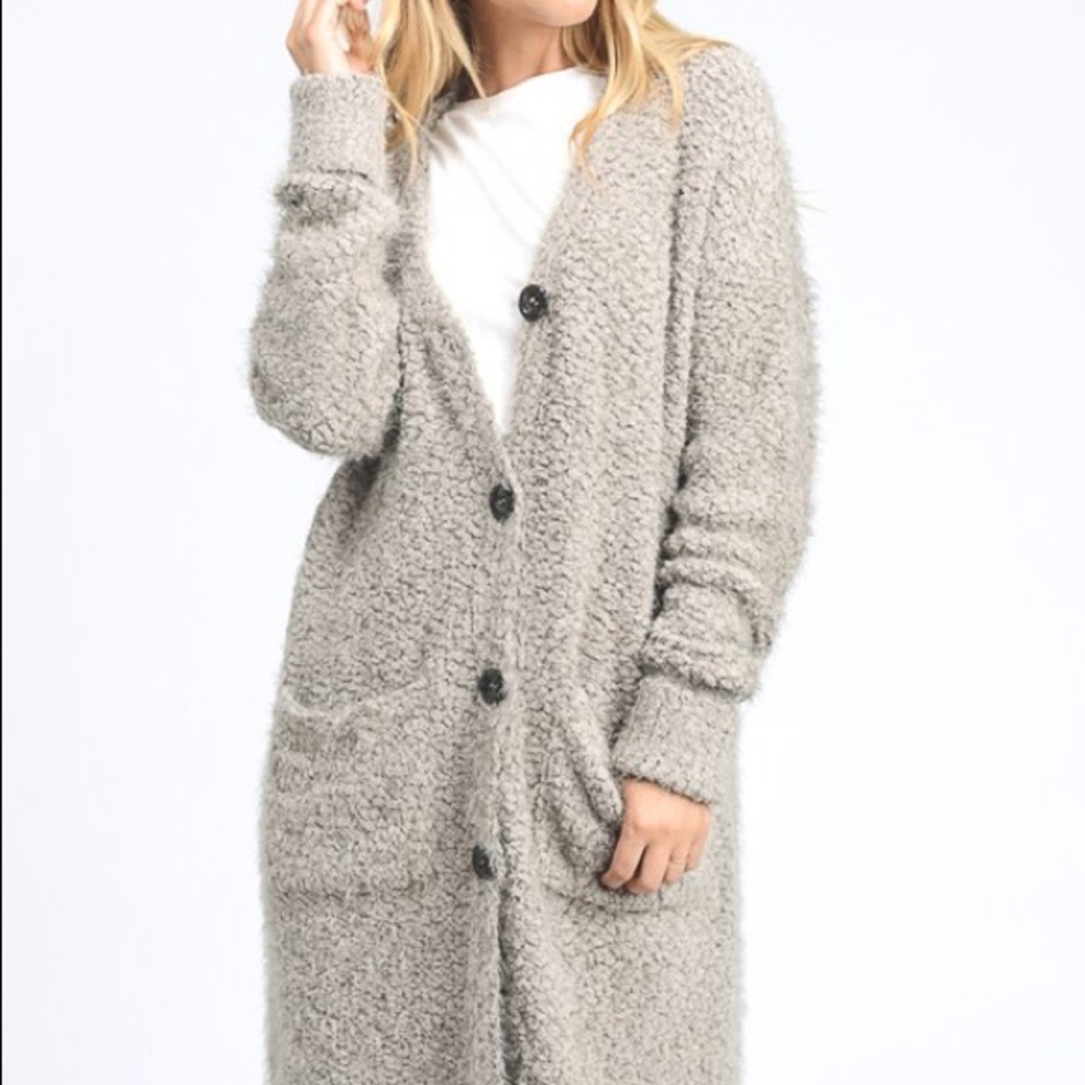 Bottom-Down Double Pocket Long Cardigan